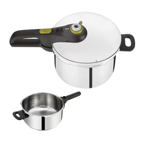 Tefal Secure Trendy Pressure Cooker Set 6L + 4L 2 Programs Induction Safe Stylish Design P2584300