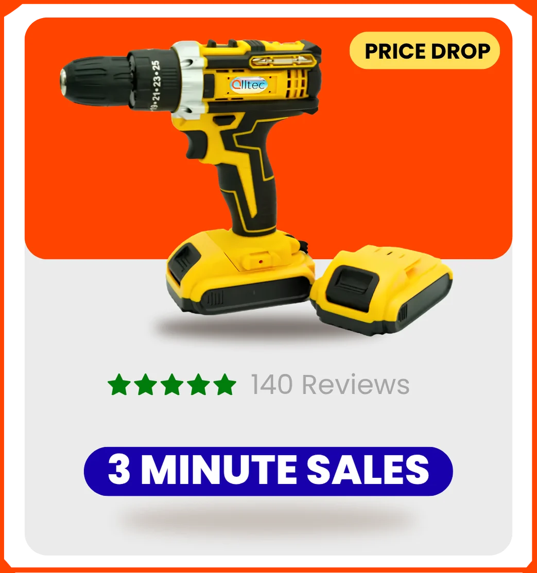 Alltec 21V Cordless Rechargeable Drill Driver Kit with Battery, Charger & Accessory Set Alltec 21V Cordless Rechargeable Drill Driver Kit with Battery, Charger & Accessory Set