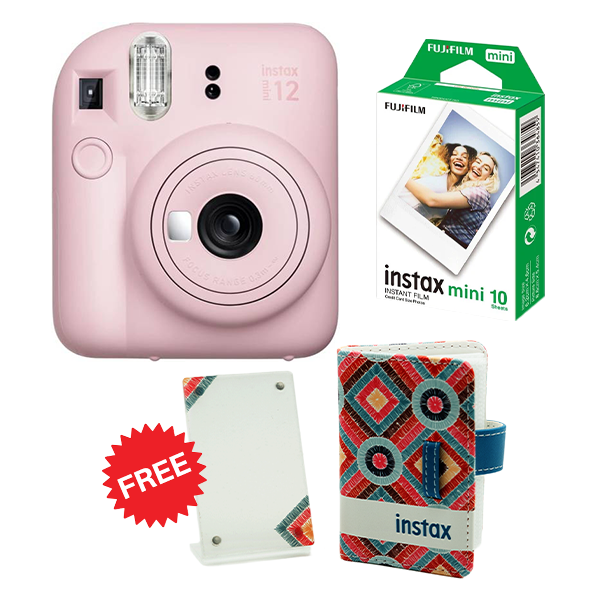 FUJIFILM Instax Mini 12 Instant Film Camera with 10 Films Blossom Pink with Free Gift