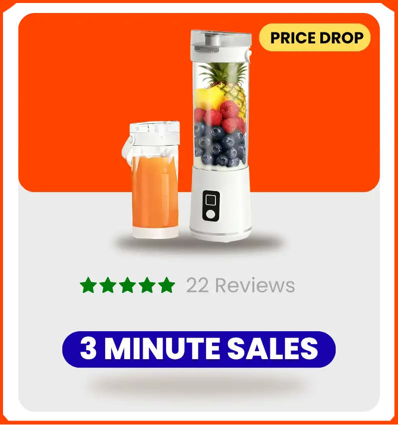 Portable Blender Smoothie Maker 50W 22000 RPM USB Rechargeable Juicer 300mL Cup 12 Stainless Steel Blades 2400mAh Battery White BS-B01