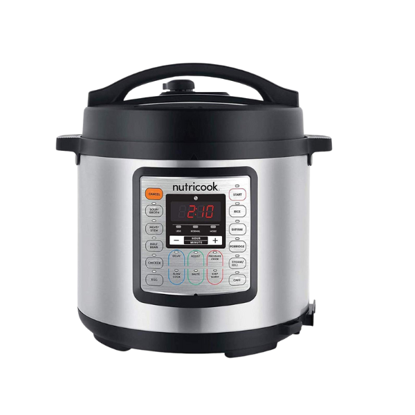 NUTRICOOK Aluminium Smart Pot Eko Electric Pressure Cooker With Glass Lid 6 L 1000 W SP104 Silver