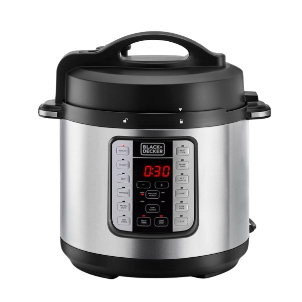 BLACK+DECKERElectric Pressure Cooker, 6L, 1000W, 7-in-1 Multi-Cooker with 12 Smart Programs,Fast and Easy Meals 6 L 1000 W PCP1000-B5 Silver/Black