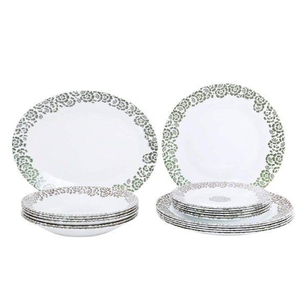 Luminarc 19-Piece Essence Matiz Dinner Set  21x36x28.6cm DL6316 White/Green/Red