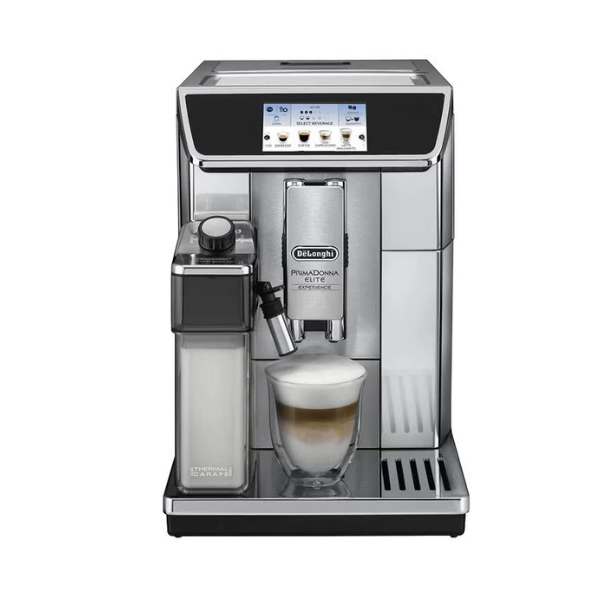 DeLonghi PrimaDonna Elite Coffee Machine 19 Bar with Grinder Silver ECAM650.85.MS