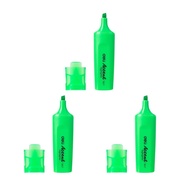 Deli Green Highlighter Pen Pack of 3 Deli Green Highlighter Pen Pack of 3