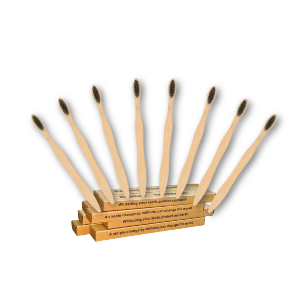 ecobee Think Green Bamboo Toothbrush – Soft Charcoal Bristles -Set of 8