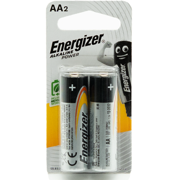 Energizer Max AA Batteries 2 Pack Silver/Black AA2