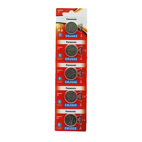 Panasonic CR2032 Lithium 3V Coin Cell Battery for Watches Calculators and Small Electronic Devices High Energy Output Abrasion Resistant Construction Pack of 5 CR2032
