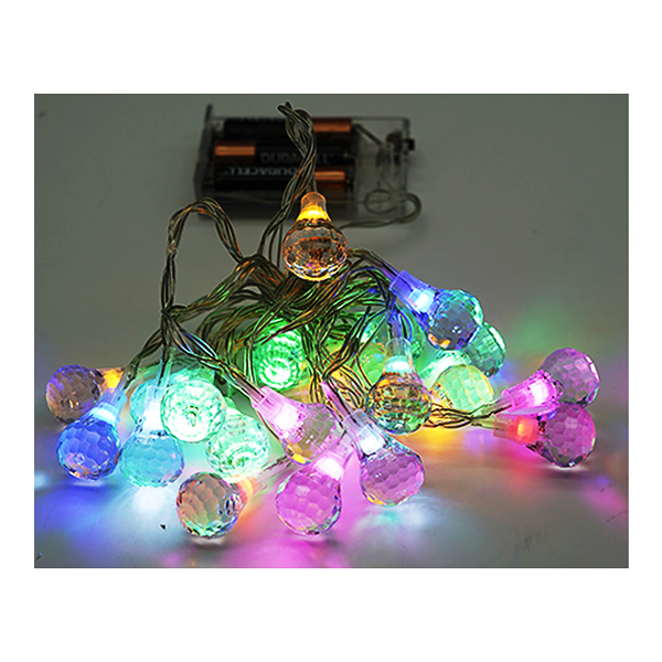 Alltec Battery-Operated Decorative Crystal Bulb LED String Lights – 17 Multi-Color Bulbs, 4 Meter – DPL-904-MIX