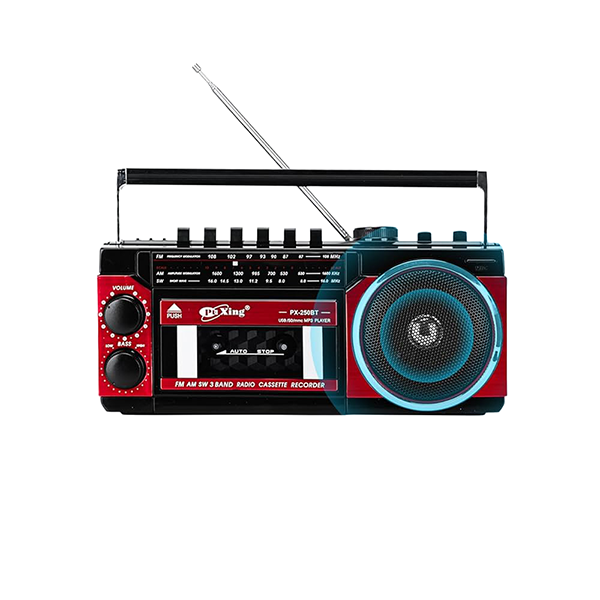 PuXing Portable Radio Cassette Recorder Red Black PX-250BT