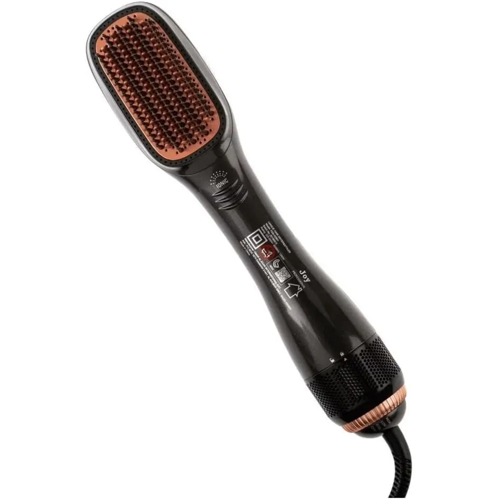 Joy Professional 2 In 1 Hot Air Styling Brush Hair Dryer & Hair Straightener With Ionic Technology and Temperature Control Tan