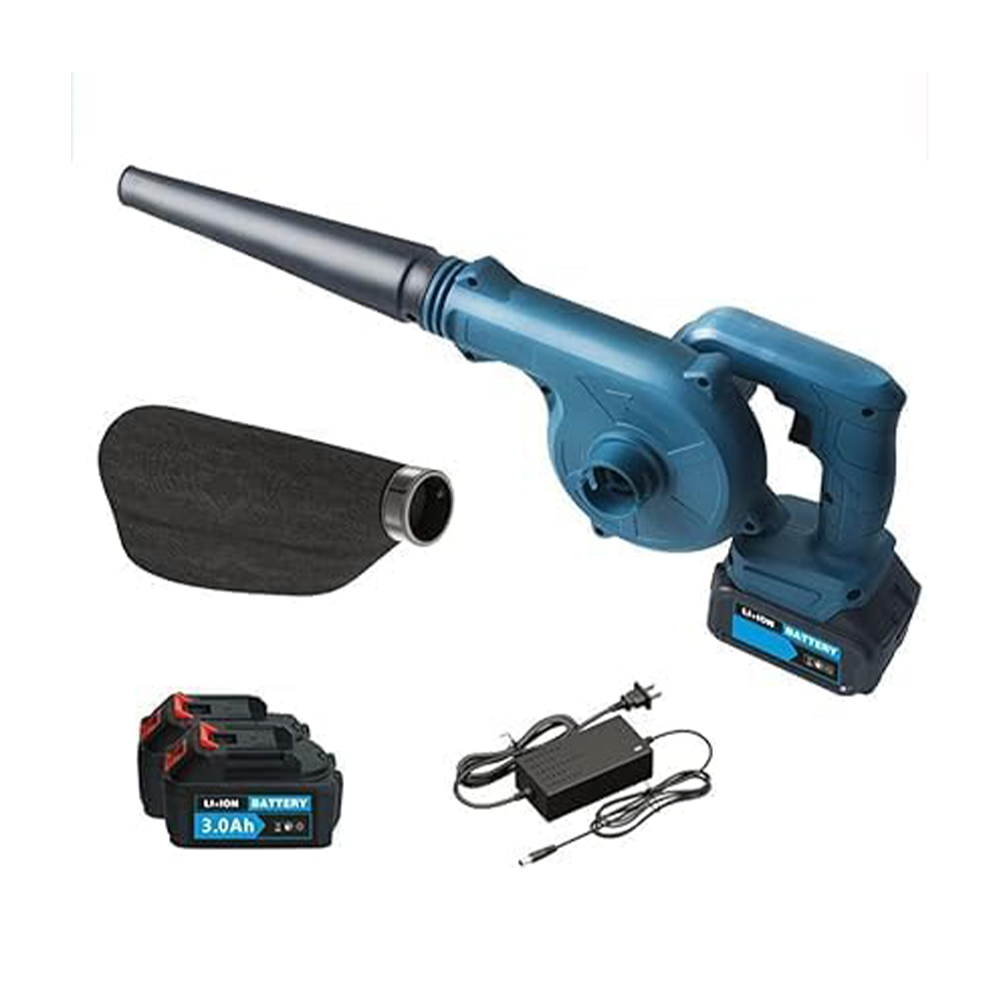 Cordless 2 In 1 Electric Leaf Blower & Vacuum With Dual Rechargeable Batteries & Charger Handheld Blue