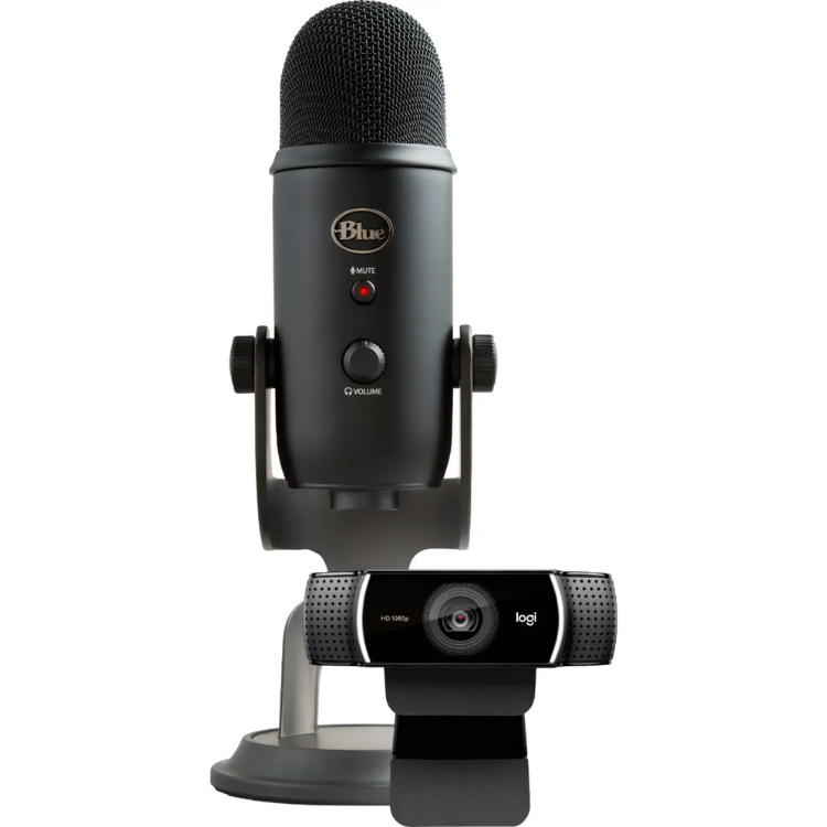 Logitech Yeti USB Microphone And C922 Webcam Pro Streamer Pack 988-000432 Blackout