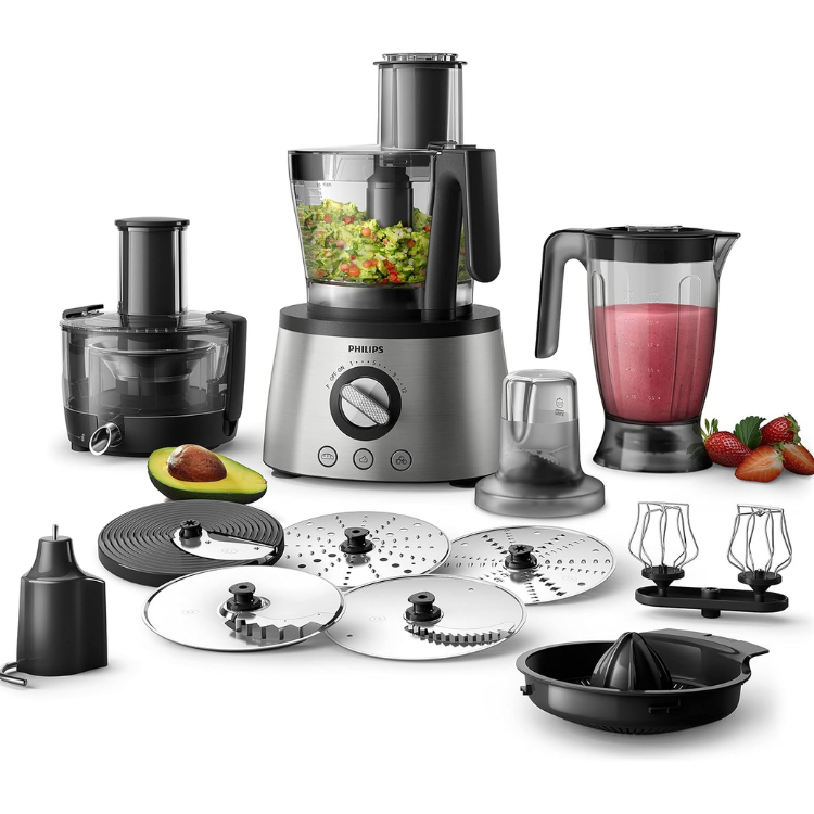 Philips Countertop Food Processor Set 3.4 L 1300.0 W HR7778 Black/Grey/Clear