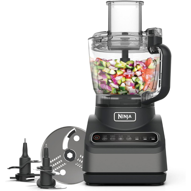 Ninja Food Processor with 4 Automatic Programs; Chop  Puree  Slice  Mix  and 3 Manual Speeds Dishwasher Safe Parts 2.1 L 850 W BN650ME Silver