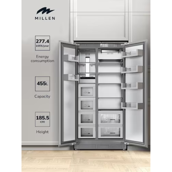 Millen Built In Large Refrigerator Freezer 455L MBSB455ID