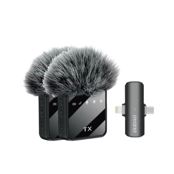 DUDAO Wireless Lavalier Collar Microphone 2 Piece Set Lightning & Type-C Black  M3