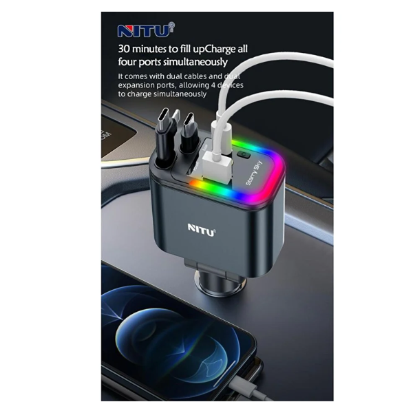 NITU USB Charging Station USB C USB A Fast Desktop Charger Dock Hub Black