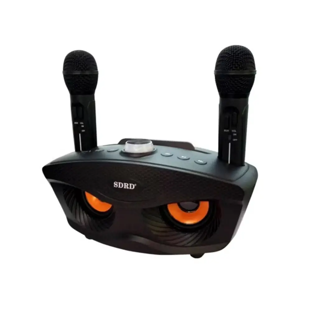 SDRD Wireless Bluetooth Karaoke Speaker with 2 Microphones USB TF & Bluetooth Black SD-306