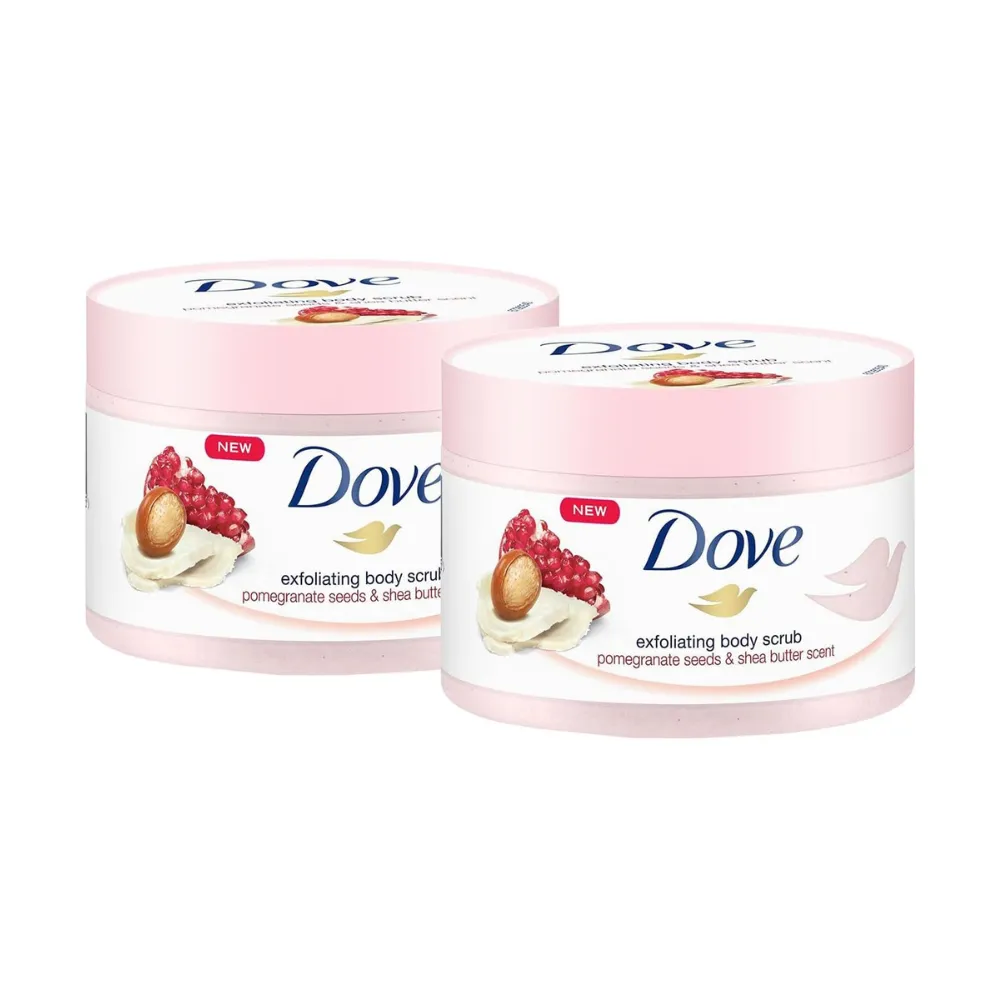 Dove Bizzico Exfoliating Body Scrub Pomegranate Seeds and Shea Butter Scent 225ml (Pack of 2)