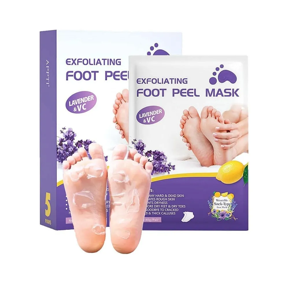Coodiikaka Foot Peel Mask Callus Remover with Lavender & Aloe Vera Extract 5 Pcs