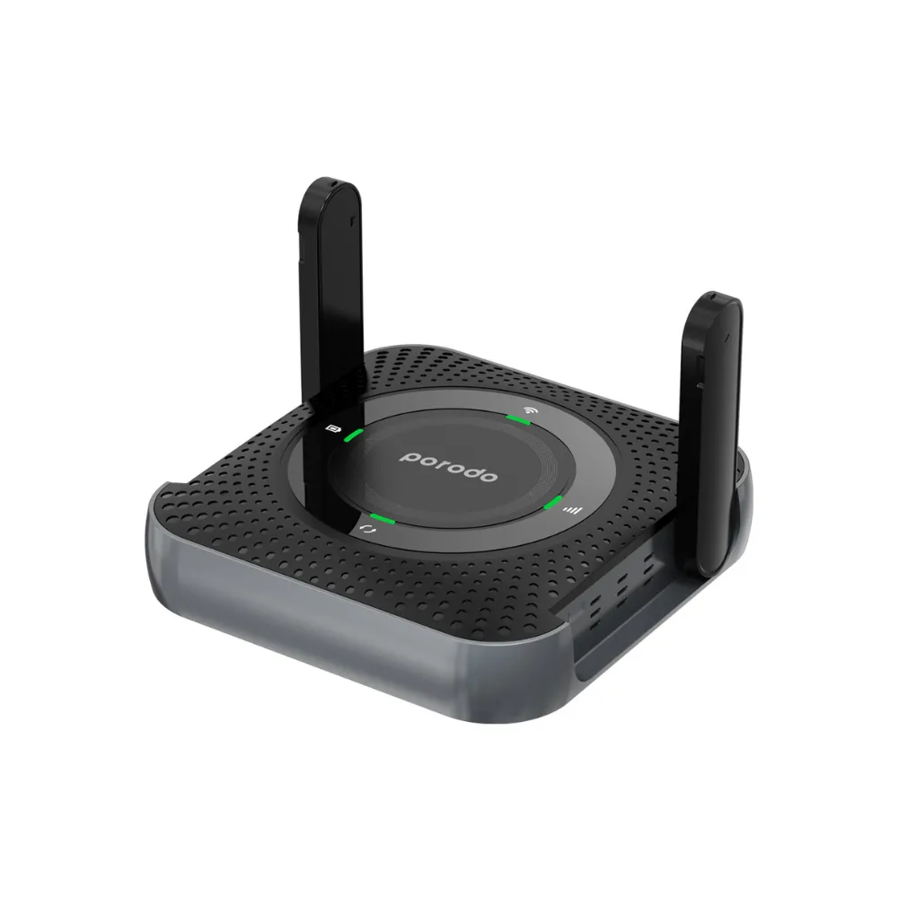 Porodo 4G LTE Home and Outdoor Portable Router with 4000mAh Battery and 150Mbps Download Speed Black/Grey PD4GCPMFBKGY