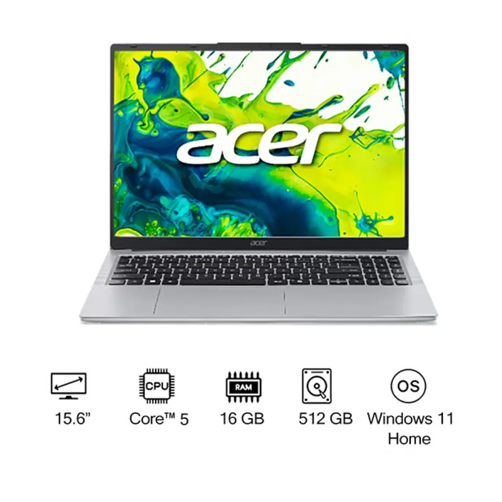 Acer Aspire Lite Laptop Intel Core 5 120U 16GB RAM 512GB SSD 15.6 Inch Display DOS Light Silver NX.DGCEM.001 Acer Aspire Lite Laptop Intel Core 5 120U 16GB RAM 512GB SSD 15.6 Inch Display DOS Light Silver NX.DGCEM.001