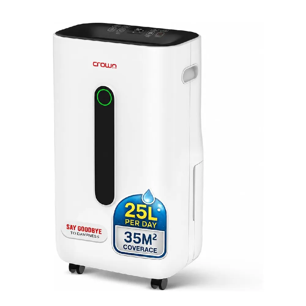 Crownline 25L Per Day Dehumidifier with 6.5L Water Tank Digital Humidity Display Continuous Drainage White MD-395