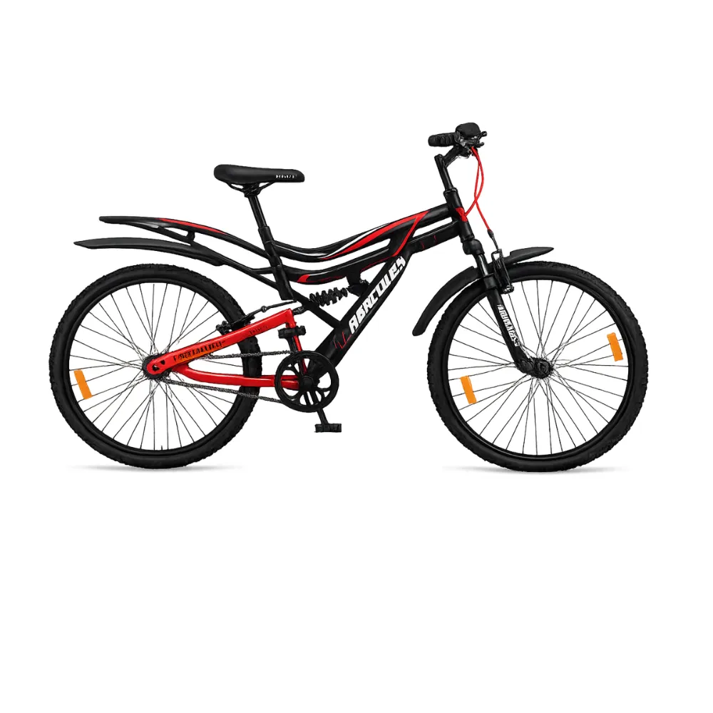 HERCULES Dynamite 26 Inch Single Speed Bicycle with High-Tensile Steel Frame V-Brakes Black Smart Red 13080272-101