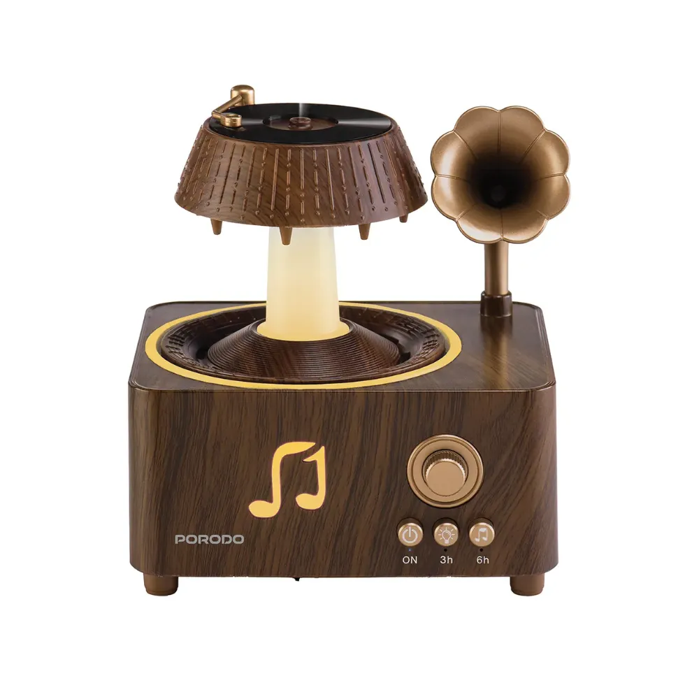 Porodo Lifestyle Concord Vintage Aroma Diffuser & Bluetooth Speaker 250mL Brown PDLFSTV98BR