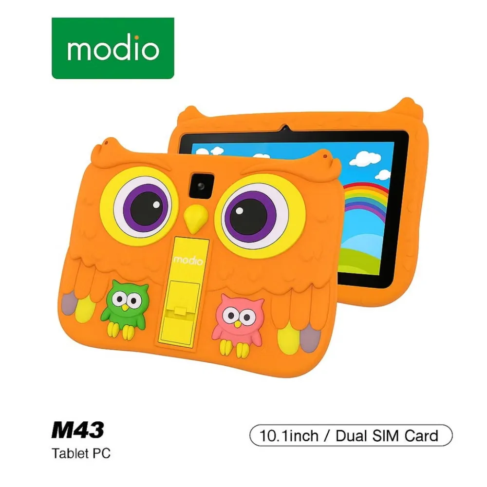 Modio Kids Tablet 10.1 Inch HD IPS Display 8GB RAM 512GB Storage Android 8000mAh Battery Dual SIM Owl Shockproof Case Assorted Colour M43(Colour May Vary)