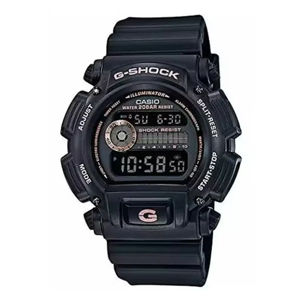 CASIO G-Shock Men's Digital Watch 48.5mm Black Dial Black Resin Strap 200M Water Resistant Shock Resistant LED Light Stopwatch World Time DW-9052GBX-1A4DR