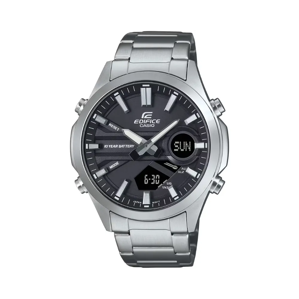 CASIO Edifice Men's Analog-Digital Quartz Watch Silver Dial Silver Stainless Steel Bracelet EFV-C120D-1ADF