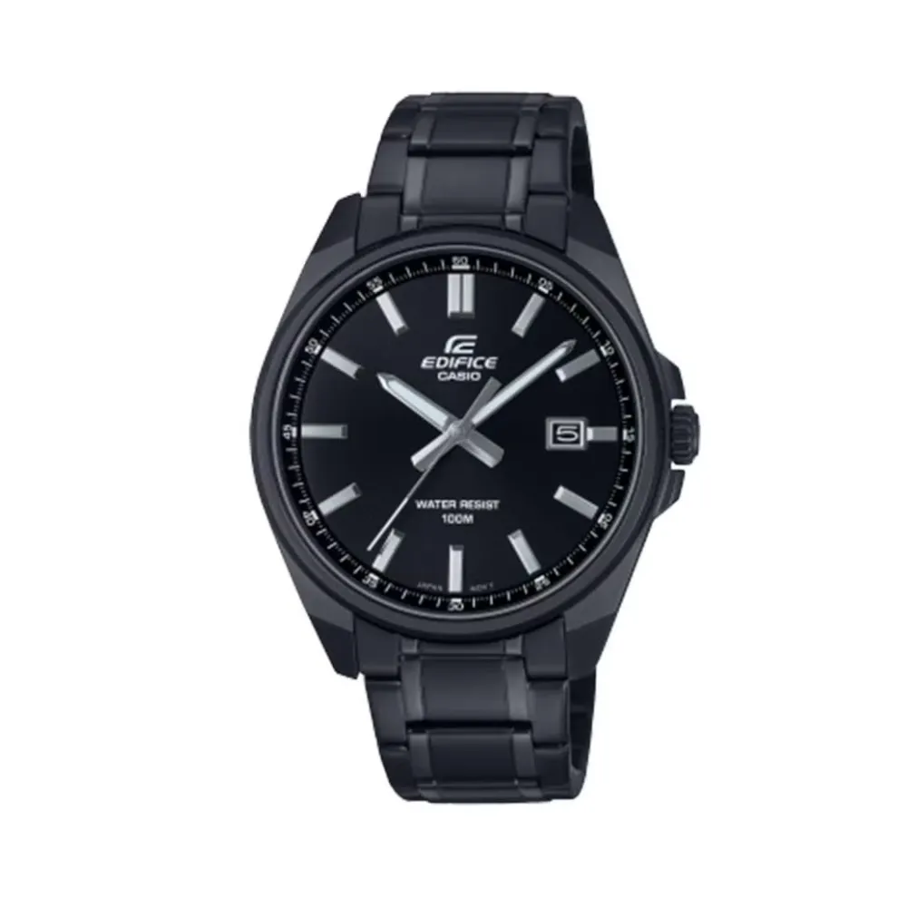 CASIO Edifice Unisex Quartz Analog Watch Black Dial Black Ion-Plated Stainless Steel Bracelet EFV-150DC-1AVUDF
