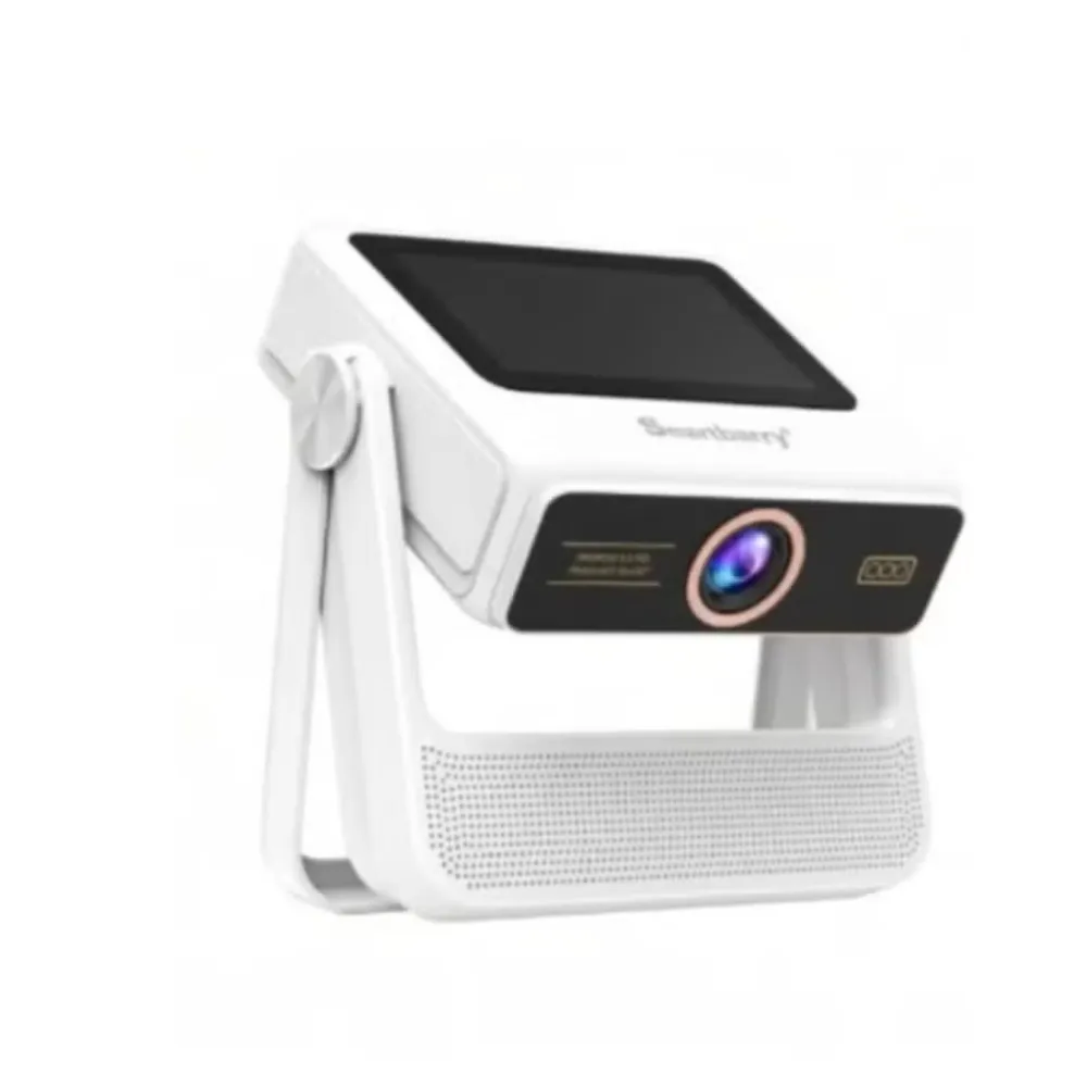 Smartberry HT40 4K HDR Smart Projector with DLP Display, LED Light Source, Electric Focus, Dual-Band 2.4GHz/5GHz WiFi, Built-In Touch Screen, Quad-Core Processor & Remote Control – White