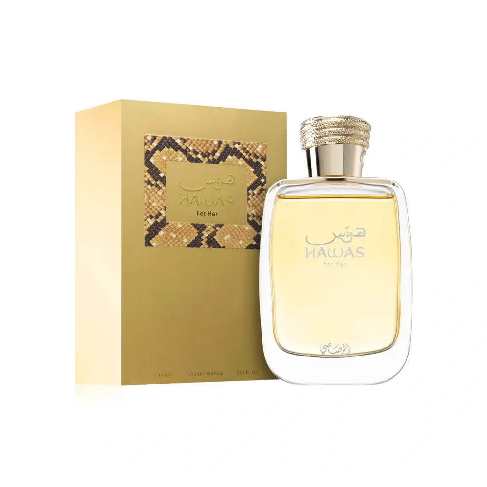 Rasasi Hawas for Her Eau de Parfum for Women Floral Fruity Fragrance Pomegranate Apple Grapefruit Iris Jasmine Sambac Praline Patchouli Vetiver 100ml