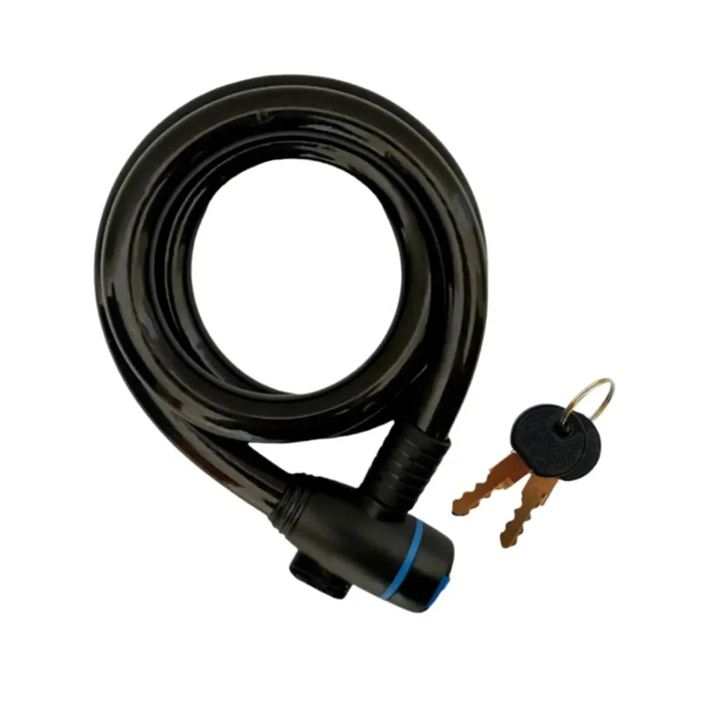 RALLY BICYCLE Braided Steel Cable Bicycle Lock 115cm Key Security System Protective Coating Flexible Design 2 Keys Black RL-LOCK-84113-BLACK