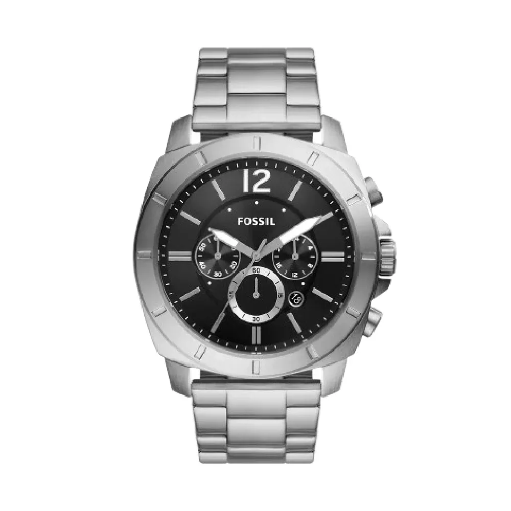 Fossil Privateer Men's Analog Black Dial Silver Stainless Steel Chronograph Watch BQ2757