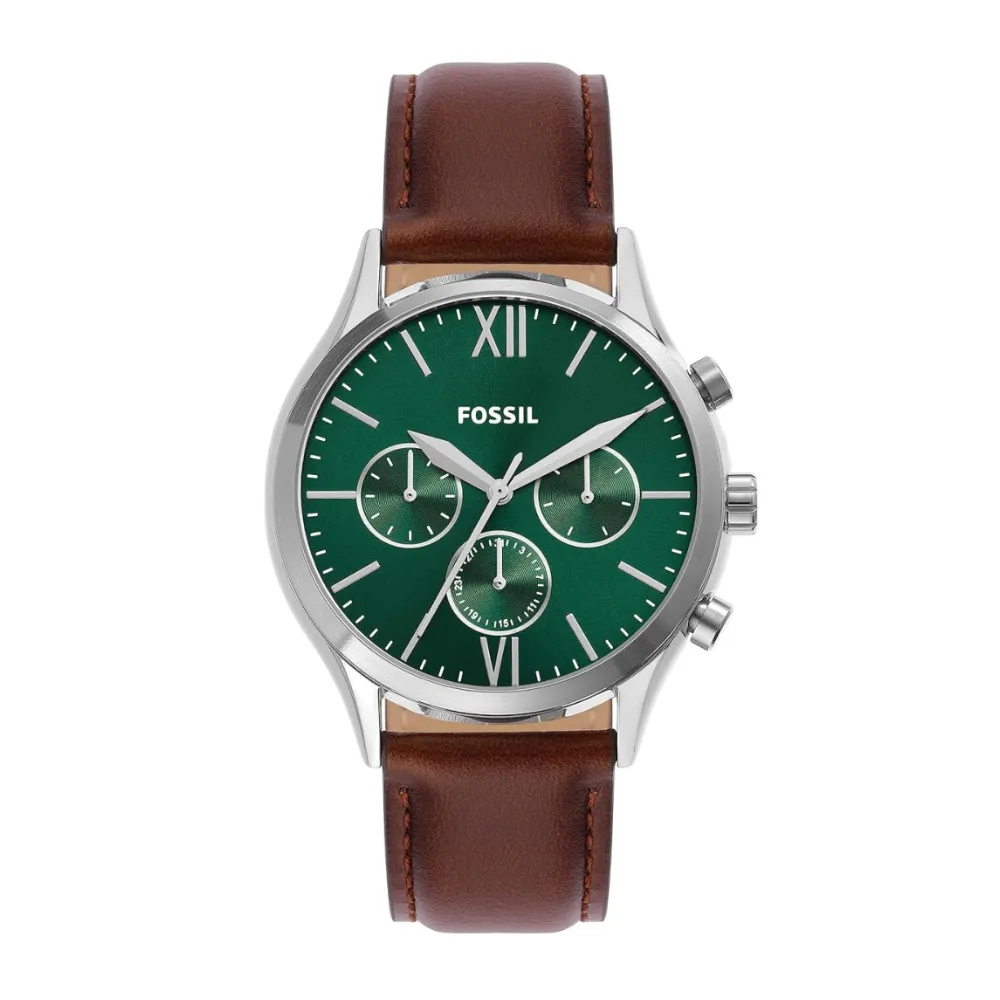 Fossil Fenmore Men's Analog Green Dial Brown Genuine Leather Watch BQ2813