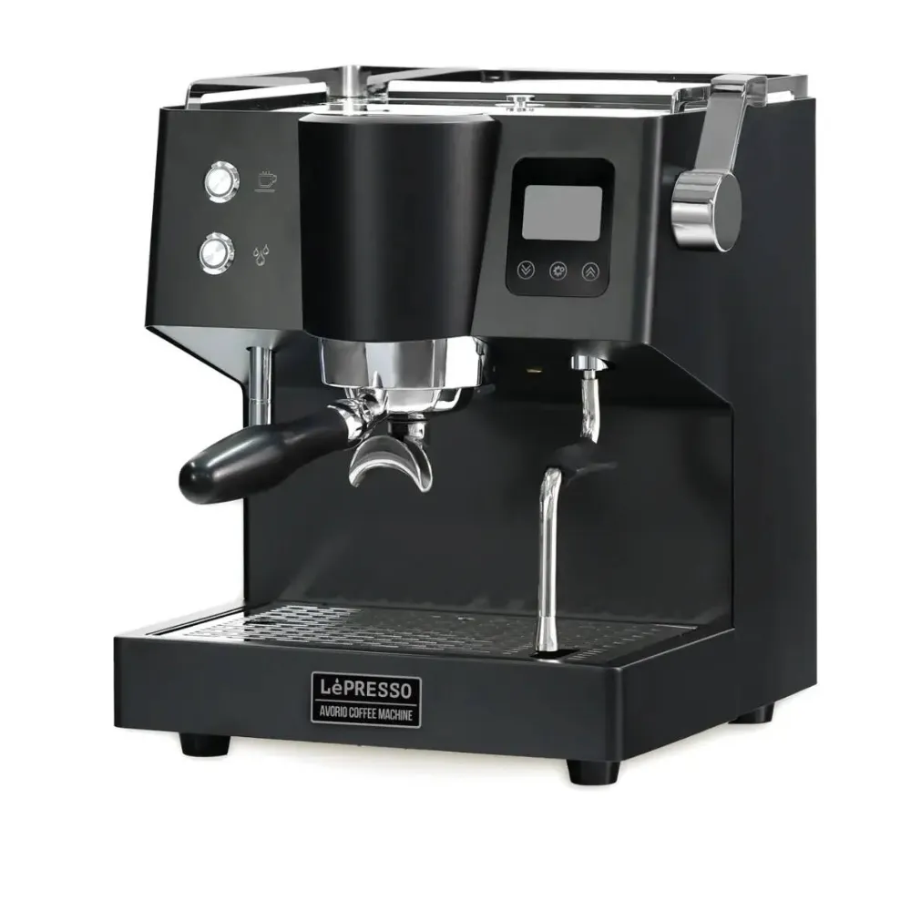LePresso Avorio Italian Pump Commercial Coffee Machine 11 Bar Extraction Pressure 2550W 3L Water Tank 520ml Boiler 58mm Portafilter Adjustable Pre-Infusion Digital Pressure Gauge Black LPCFFAD367BK