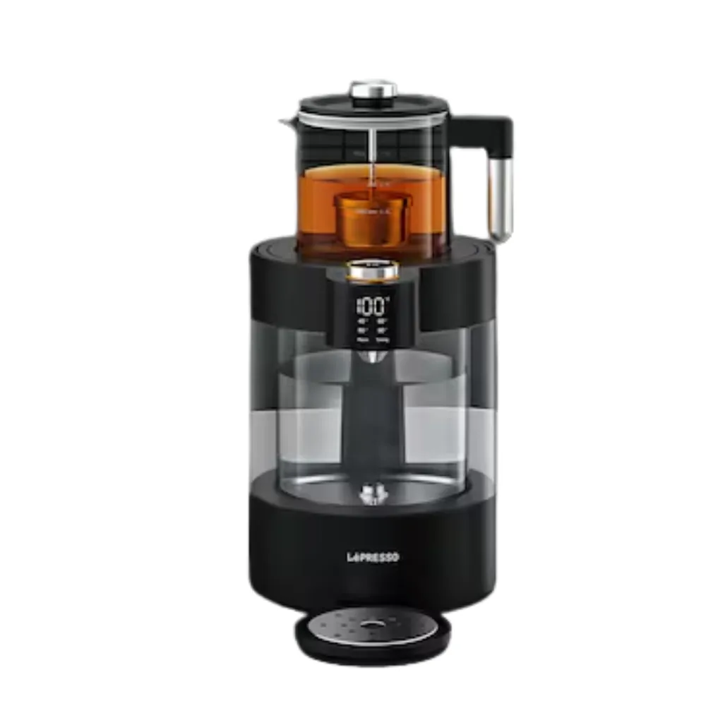 LePresso TEAVELLI Tea Brewer 3.0L Samovar 1.0L Kettle Adjustable Temperature Keep Warm Timer Hot Water Dispenser Steam Plate Technology Black LPCFFTBT3BK