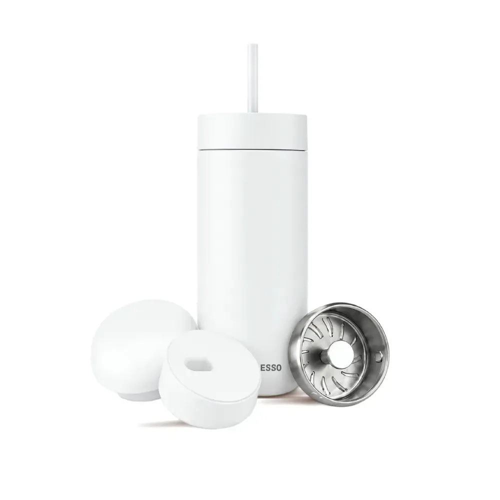 LePresso Triple Quench 3-in-1 Lid Tumbler 470ml Double Wall Insulation Hot and Cold Beverage Retention 12 Hours Hot 24 Hours Cold White LPCFFTQ0063WH