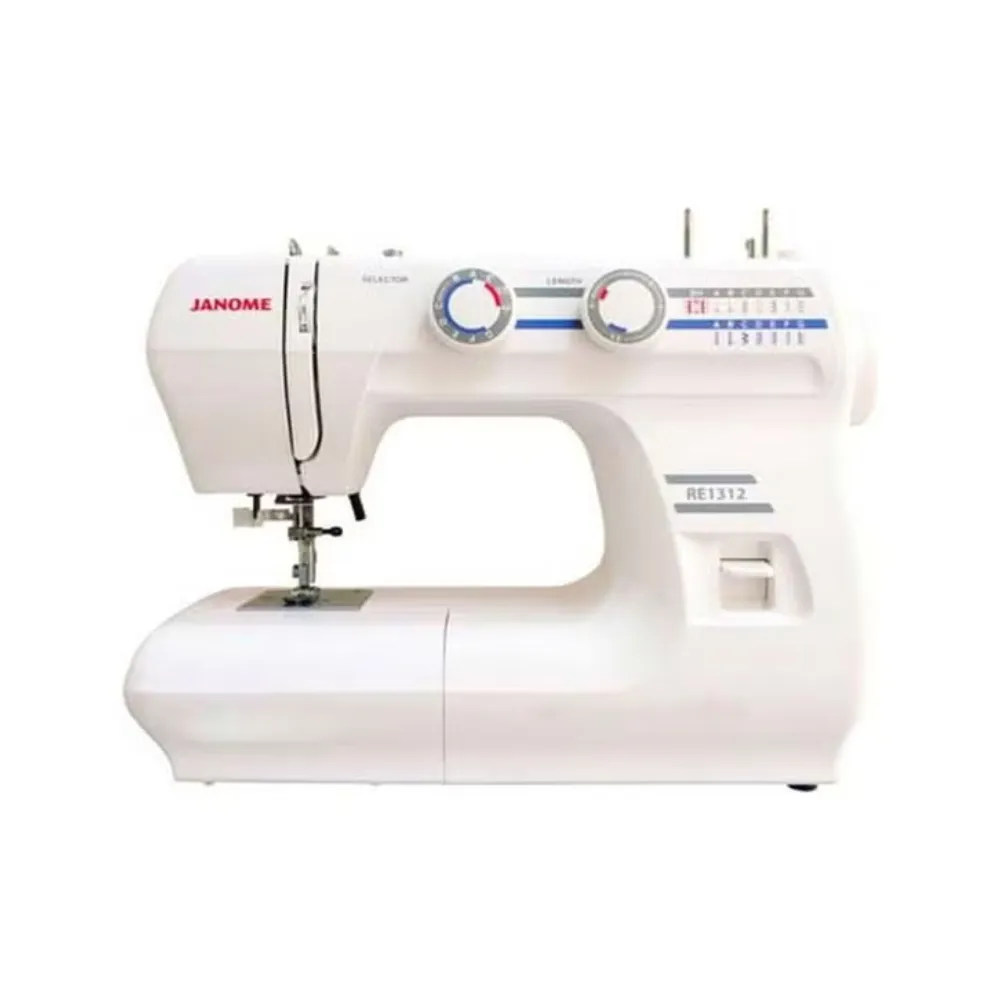 Janome Electric Sewing Machine 12 Built-In Stitches 860 Stitches Per Minute 5mm Stitch Width Adjustable Stitch Length Die-Cast Aluminium Frame White RE1312
