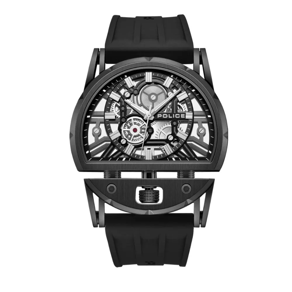Police Daintree 2.0 Men's Analog Watch Miyota 2035 Quartz Movement Stainless Steel Case Layered Black and Silver Dial Exposed Screw Design Black Silicone Strap 5 ATM Water Resistance Black PEWGM0081507 Police Daintree 2.0 Men's Analog Watch Miyota 2035 Quartz Movement Stainless Steel Case Layered Black and Silver Dial Exposed Screw Design Black Silicone Strap 5 ATM Water Resistance Black PEWGM0081507