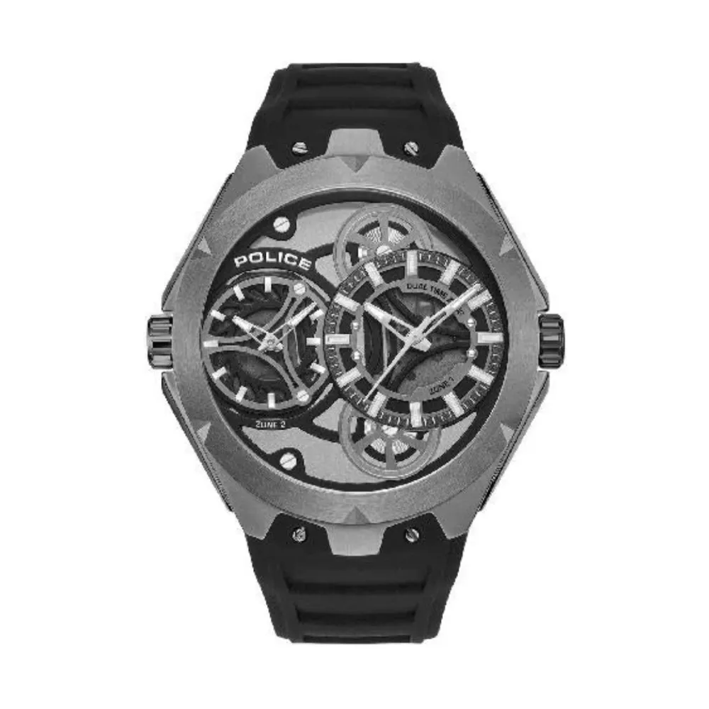 Police Scepter Men's Dual Time Analog Watch Seiko Quartz Movement Dark Grey Stainless Steel Case Open Heart-Style Dial Dual Time Zone Display Black Silicone Strap 5 ATM Water Resistance Black Dark Grey PEWGM0081701 Police Scepter Men's Dual Time Analog Watch Seiko Quartz Movement Dark Grey Stainless Steel Case Open Heart-Style Dial Dual Time Zone Display Black Silicone Strap 5 ATM Water Resistance Black Dark Grey PEWGM0081701