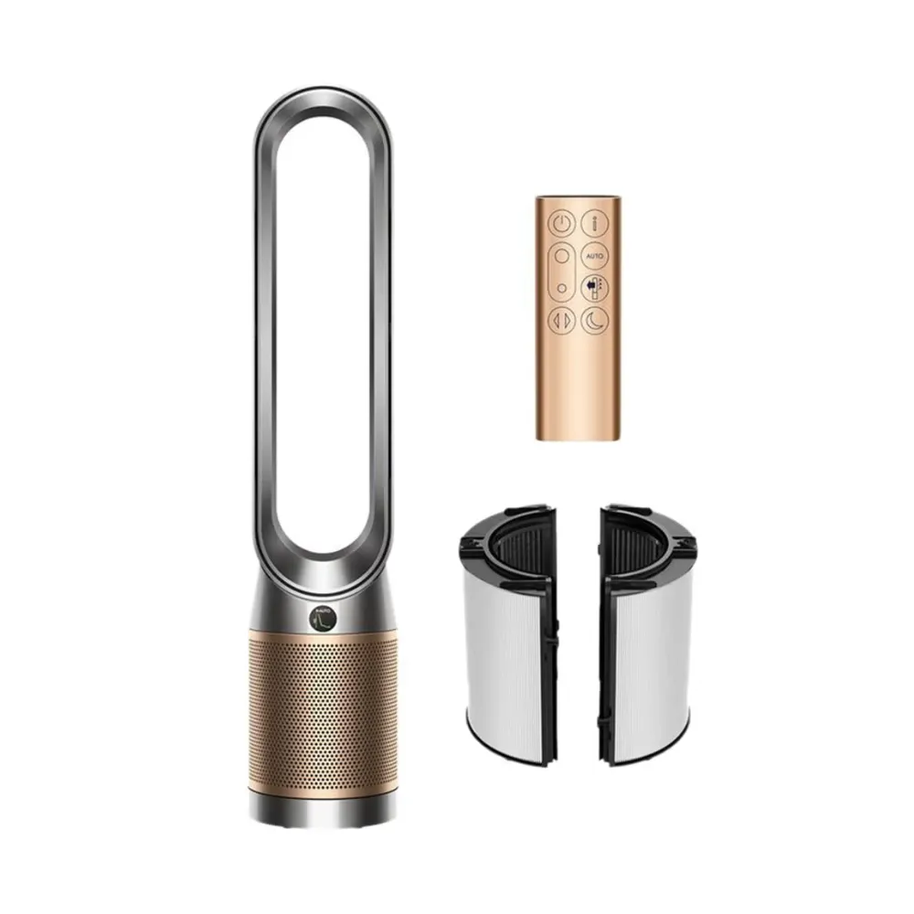 Dyson Purifier Cool PC2 De-NOx Air Purifier and Cooling Fan HEPA and K-Carbon Filtration Formaldehyde Destruction Nickel Gold TP12 Dyson Purifier Cool PC2 De-NOx Air Purifier and Cooling Fan HEPA and K-Carbon Filtration Formaldehyde Destruction Nickel Gold TP12