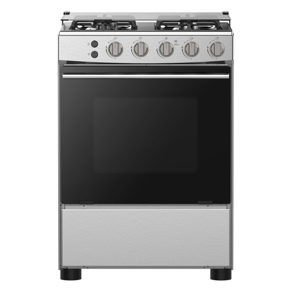 Hisense 60 Cm Freestanding Gas Cooker And 4 Burners With Flame Failure Device  Cast Iron Pan Support  Stainless Steel  HFG60121X Silver
