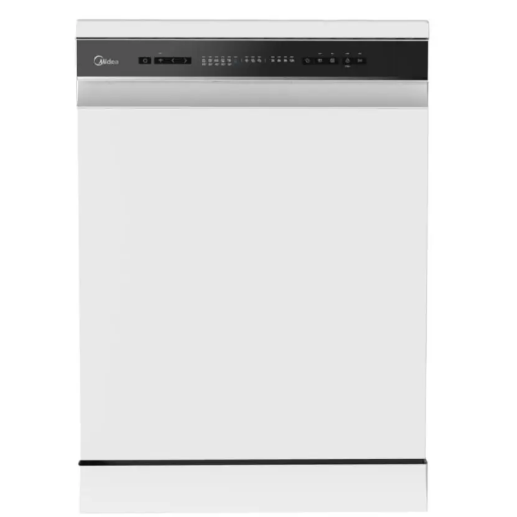 Midea Smart Freestanding Dishwasher, 14 Place Settings, 8 Programs, Wi-Fi, Delay Start & Half Load Function, Silent & High Energy Efficient, Rapid Wash, Child Lock, Self Cleaning WQP14-W7633CW White