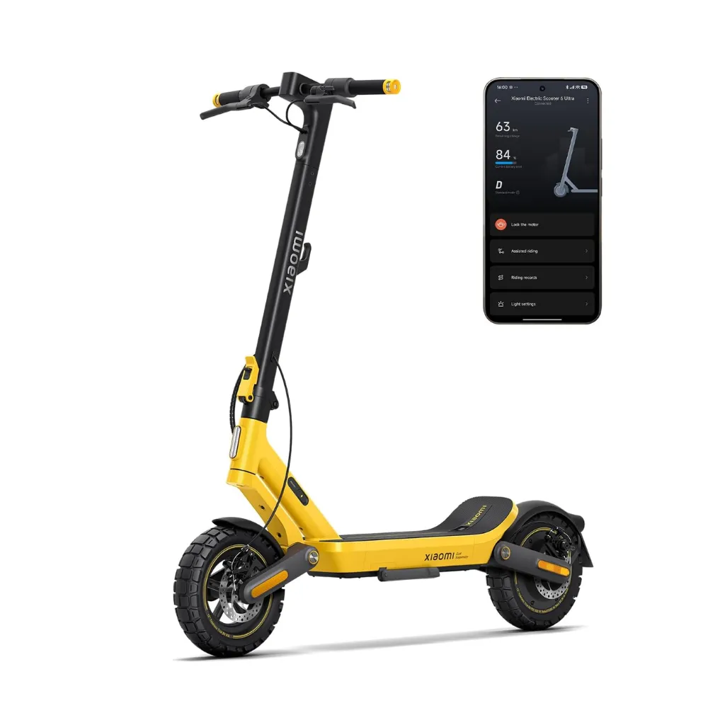 Xiaomi Electric Scooter 6 Ultra GL Foldable Electric Scooter 1200W Motor 75km Range 12-Inch All-Terrain Tires Dual Swing-Arm Suspension Apple Find My Yellow Electric Scooter 6 Ultra GL Xiaomi Electric Scooter 6 Ultra GL Foldable Electric Scooter 1200W Motor 75km Range 12-Inch All-Terrain Tires Dual Swing-Arm Suspension Apple Find My Yellow Electric Scooter 6 Ultra GL