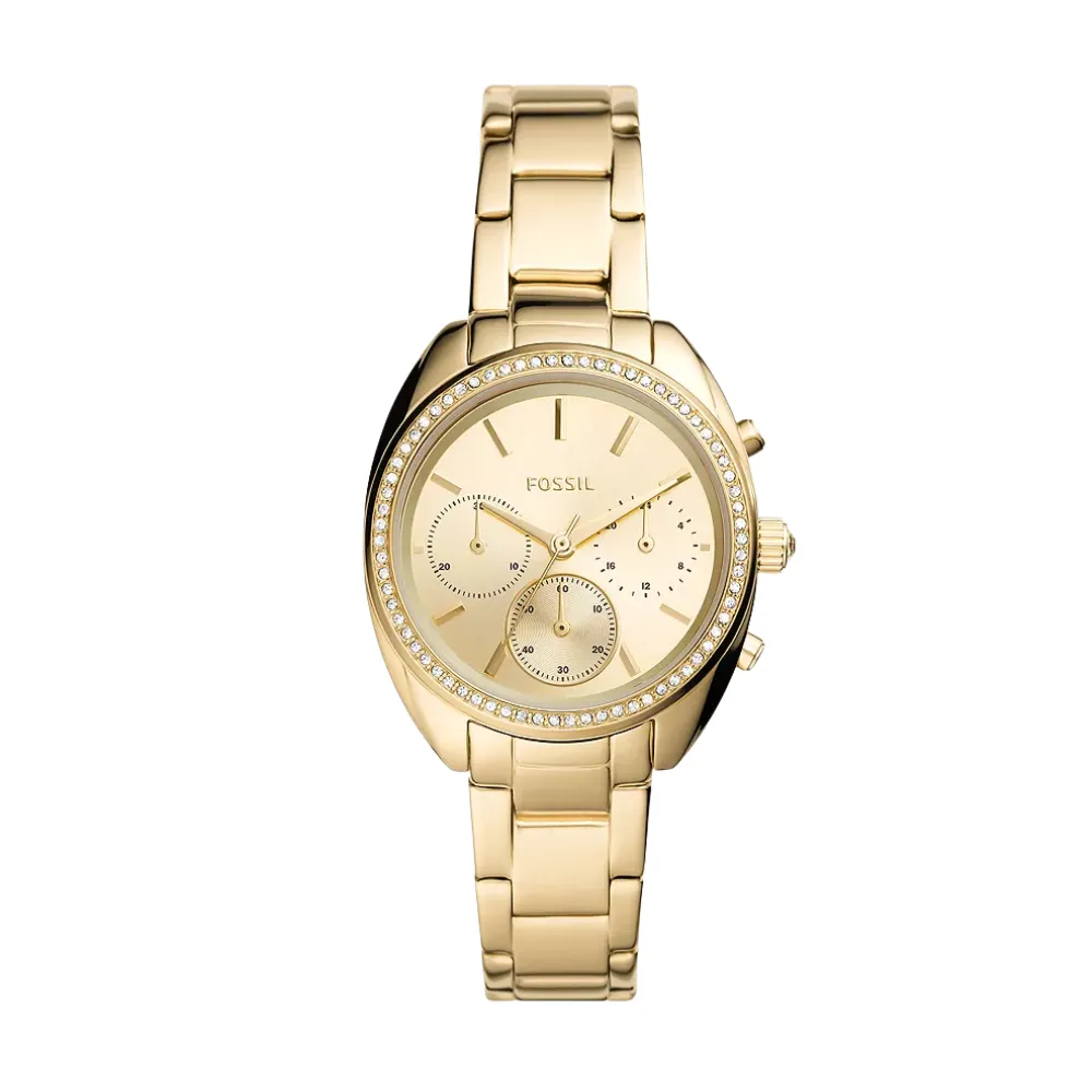 Fossil Vale Women's Chronograph Analog Watch 34mm Stainless Steel Case Quartz Chronograph Movement 50m Water Resistance Gold-Tone BQ3658